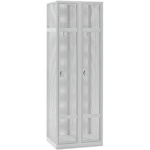 eurokraft pro Lockerkast van perforatieplaat, 2 compartimenten, lichtgrijs, b = 600 mm, draaigrendel