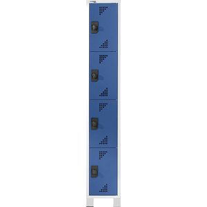eurokraft pro Viervoudige locker Bremen, 1 compartiment, lichtgrijs / briljantblauw, breedte 300 mm, 4 vakken