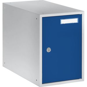 eurokraft basic Kubuslocker, h x b x d = 350 x 250 x 450 mm, deuren van dicht plaatstaal, lichtgrijs / gentiaanblauw