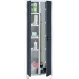 eurokraft pro Multifunctionele/locker-kledingkast Bremen, scheidingswand in het midden, klemhouder, lichtgrijs / antracietgrijs, breedte 800 mm