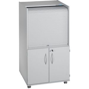 eurokraft pro Computerkast met kunststof roldeuren, verrijdbaar, Premium-variant, h x b x d = 1320 x 725 x 642 mm, zonder legbord