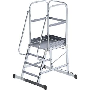 eurokraft pro Aluminium platformtrap, eenzijdig begaanbaar, verrijdbaar, 4 treden
