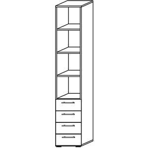 RENATUS - Stellingkast, 3 legborden / 4 laden, zilverkleurig EUROKRAFTpro