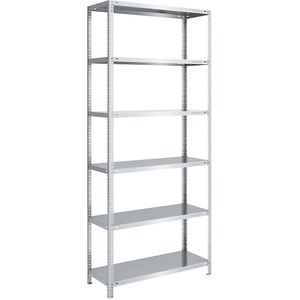 eurokraft pro Magazijn schroefstelling, verzinkt, middelzwaar, stellinghoogte 2500 mm, legbordbreedte 1000 mm, diepte 500 mm, basisstelling