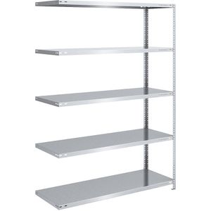 eurokraft pro Magazijn schroefstelling, verzinkt, middelzwaar, stellinghoogte 2000 mm, legbordbreedte 1300 mm, diepte 600 mm, aanbouwstelling