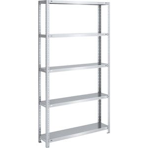eurokraft pro Magazijn schroefstelling, verzinkt, middelzwaar, stellinghoogte 2000 mm, legbordbreedte 1000 mm, diepte 300 mm, basisstelling