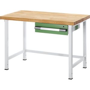 eurokraft pro In hoogte verstelbare werkbank, stellingbouw, 1 lade, breedte 1000 mm, antraciet / blauw
