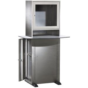 Roestvast stalen pc-kast, met werkblad, b x d = 900 x 600 mm EUROKRAFTpro