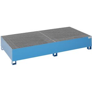 eurokraft basic Stalen opvangbak voor tankcontainers IBC/KTC, voor 2 containers van 1000 l / 8 vaten van 200 l staand, met poedercoating in blauw RAL 5012