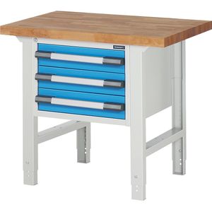 eurokraft pro Werkbank, bouwdoossysteem serie 7000, 3 laden, b x d = 1000 x 700 mm