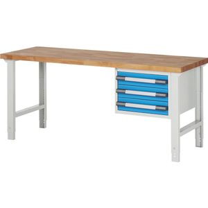 eurokraft pro Werkbank, bouwdoossysteem serie 7000, 3 laden, b x d = 2000 x 700 mm