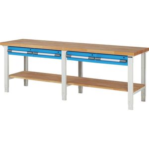 eurokraft pro Werkbank, bouwdoossysteem serie 7000, 4 hangladen, 1 legbord, b x d = 2500 x 700 mm