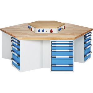 eurokraft pro Groepswerkbank, 6 werkstations, met energie-opzetstuk, hoogte 890 mm
