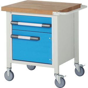 Verrijdbare werkbank, stellingbouw, verrijdbaar, 1 lade, 1 deur, legbord EUROKRAFTpro