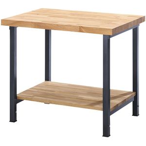 eurokraft pro In hoogte verstelbare werkbank, stellingbouw, 1 aflegplateau, breedte 2000 mm, frame antraciet-metallic