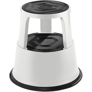 eurokraft pro Kickstep van stevig plaatstaal, hoogte belast 420 mm, drie zwenkwielen, lichtgrijs