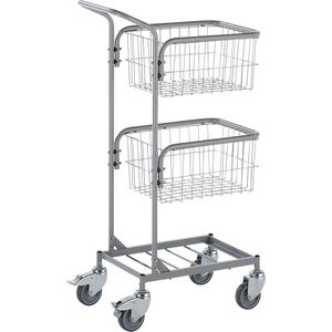 eurokraft pro Kantoorwagen KOMPAKT, framekleur zilvergrijs, 4 zwenkwielen, 2 met dubbele rem, wiel-Ø 100 mm