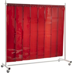 Las-beschermingswand, verrijdbaar, met lamellengordijn, rood, b x h = 2100 x 2100 mm, 1-delig