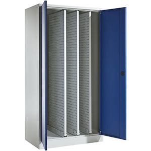 eurokraft pro Kast met verticale uitschuifwanden, zonder middenwand, 3 laden, lichtgrijs/gentiaanblauw