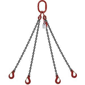 Aanslagketting GK8, hijsvermogen 6700 kg, kettingdikte 10 mm, bruikbare lengte 1 m, 4-sprong