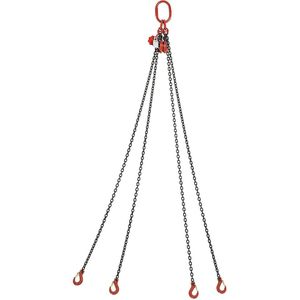 Aanslagketting GK8, hijsvermogen 4250 kg, kettingdikte 8 mm, met inkorting, bruikbare lengte 4 m, 4-sprong, vanaf 2 stuks