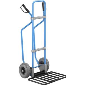 eurokraft pro Steekwagen met sleeplatten, blauw, b x d van de pakketsteekplaat = 430 x 450 mm, zwart, PU-banden