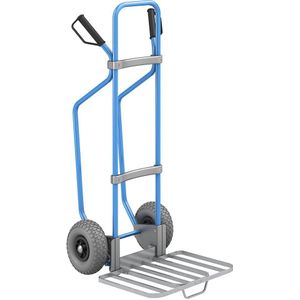 Steekwagen met sleeplatten, blauw, b x d van de pakketsteekplaat = 430 x 450 mm, verzinkt, met handgreep EUROKRAFTpro