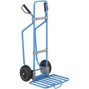 eurokraft pro Steekwagen met sleeplatten, blauw, b x d van de pakketsteekplaat = 430 x 450 mm, blauw, met handgreep, op luchtbanden