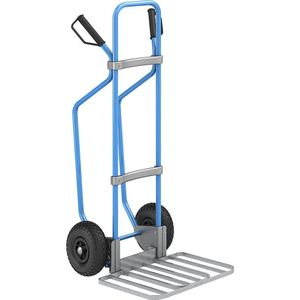 eurokraft pro Steekwagen met sleeplatten, blauw, b x d van de pakketsteekplaat = 430 x 450 mm, verzinkt, op luchtbanden