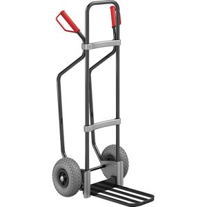 eurokraft pro Steekwagen met sleeplatten, zwart, b x d van de pakketsteekplaat = 430 x 250 mm, zwart, PU-banden