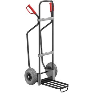 eurokraft pro Steekwagen met sleeplatten, zwart, b x d van de pakketsteekplaat = 430 x 250 mm, zwart, met handgreep, PU-banden