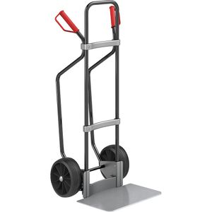 eurokraft pro Steekwagen met sleeplatten, zwart, b x d van de steekplaat = 450 x 350 mm, verzinkt, massieve rubberbanden