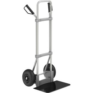 eurokraft pro Aluminium steekwagen, b x d van de steekplaat = 450 x 350 mm, zwart, op luchtbanden, vanaf 2 stuks
