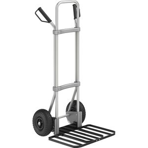 eurokraft pro Aluminium steekwagen, b x d van de pakketsteekplaat = 430 x 450 mm, zwart, op luchtbanden