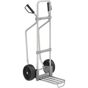 eurokraft pro Aluminium steekwagen met sleeplatten, b x d pakketsteekplaat = 430 x 250 mm, aluminium, met handgreep, massieve rubberbanden