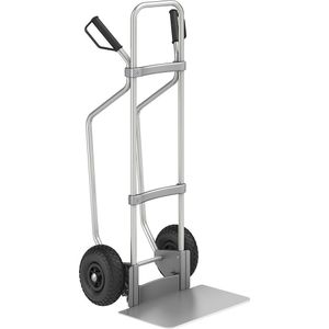 eurokraft pro Aluminium steekwagen met sleeplatten, b x d van de steekplaat = 450 x 350 mm, aluminium, op luchtbanden