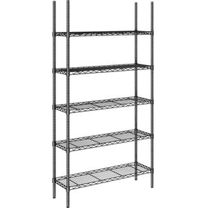 Staaldraad-roosterstelling, zwart, vakdraagvermogen 100 kg, b x d = 910 x 360 mm, basisstelling, hoogte 1880 mm, 5 legborden
