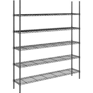 Staaldraad-roosterstelling, zwart, vakdraagvermogen 100 kg, b x d = 1520 x 360 mm, basisstelling, hoogte 1880 mm, 5 legborden
