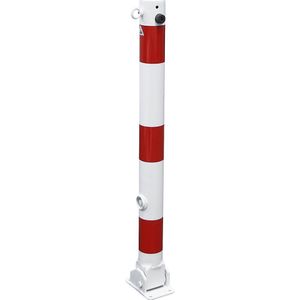 Schake Afzetpaal, Ø 76 mm, wit/rood, inklapbaar, met 1 oog