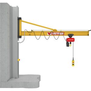 Vetter Wandzwenkkraan PRAKTIKUS PW, met elektrische kettingtakel HF, hijsvermogen 500 kg, uitslag van zwenkwiel 5 m, normaal- en fijnhijs 4,5/1,1 m/mm
