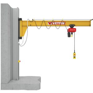 Vetter Wandzwenkkraan ASSISTENT AW, met elektrische kettingtakel HF, hijsvermogen 500 kg, uitslag van zwenkwiel 4 m, normaal- en fijnhijs 4,5/1,1 m/mm