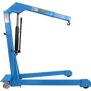 Werkplaatskraan BLUE, hijsvermogen 750 kg, onderstelvork V-vormig, hydraulisch systeem dubbelwerkend