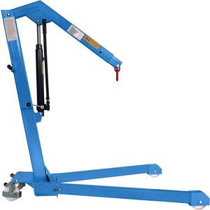 Werkplaatskraan BLUE, hijsvermogen 500 kg, onderstelvork V-vormig, hydraulisch systeem enkelwerkend