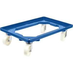 eurokraft basic Professionele onderwagen, 600 x 400 mm, op 4 zwenkwielen van polypropyleen, blauw, vanaf 5 stuks