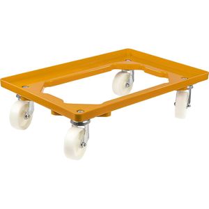 eurokraft basic Professionele onderwagen, 600 x 400 mm, op 4 zwenkwielen van polypropyleen, geel