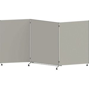 eurokraft basic Presentatiewand, vouwbaar en verrijdbaar, h x b x d = 1905 x 3640 x 500 mm, lichtgrijs