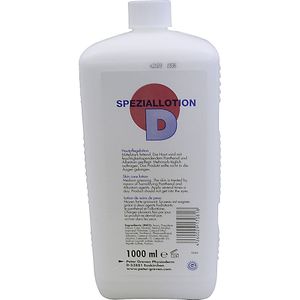 Huidverzorgingslotion / speciale lotion D, VE = 10 flacons à 1 l, blauw, voor zorg en regeneratie