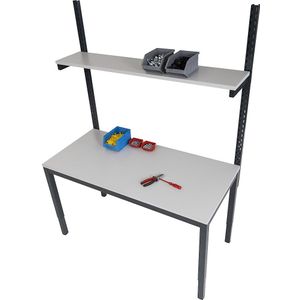 Werktafel, met verticale schoren en etagevlak EUROKRAFTbasic
