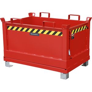 eurokraft pro Bodemklepcontainer, inhoud 0,5 m³, vuurrood RAL 3000