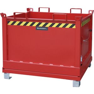 eurokraft pro Bodemklepcontainer, inhoud 0,75 m³, vuurrood RAL 3000